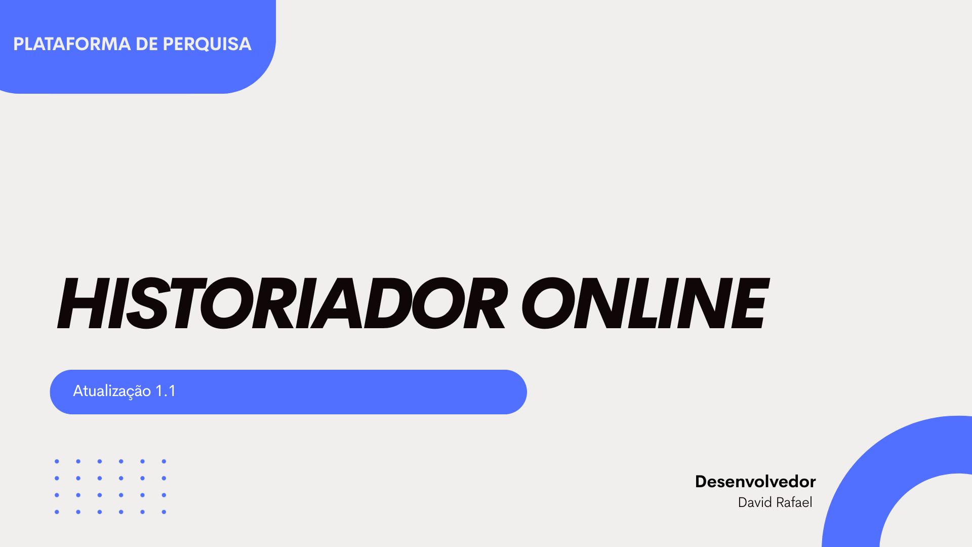 Atualização 1.1 — Plataforma Historiador Online